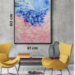 Tableau Abstrait Rose et Bleu Montagne