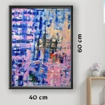 Tableau Abstrait Rose Bleu et Beige