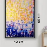 Tableau Abstrait Jaune Rose et Bleu