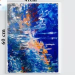 Tableau Abstrait Bleu et Orange Flamme