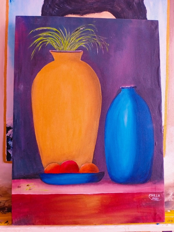 Tableau Vases Orange et Bleu