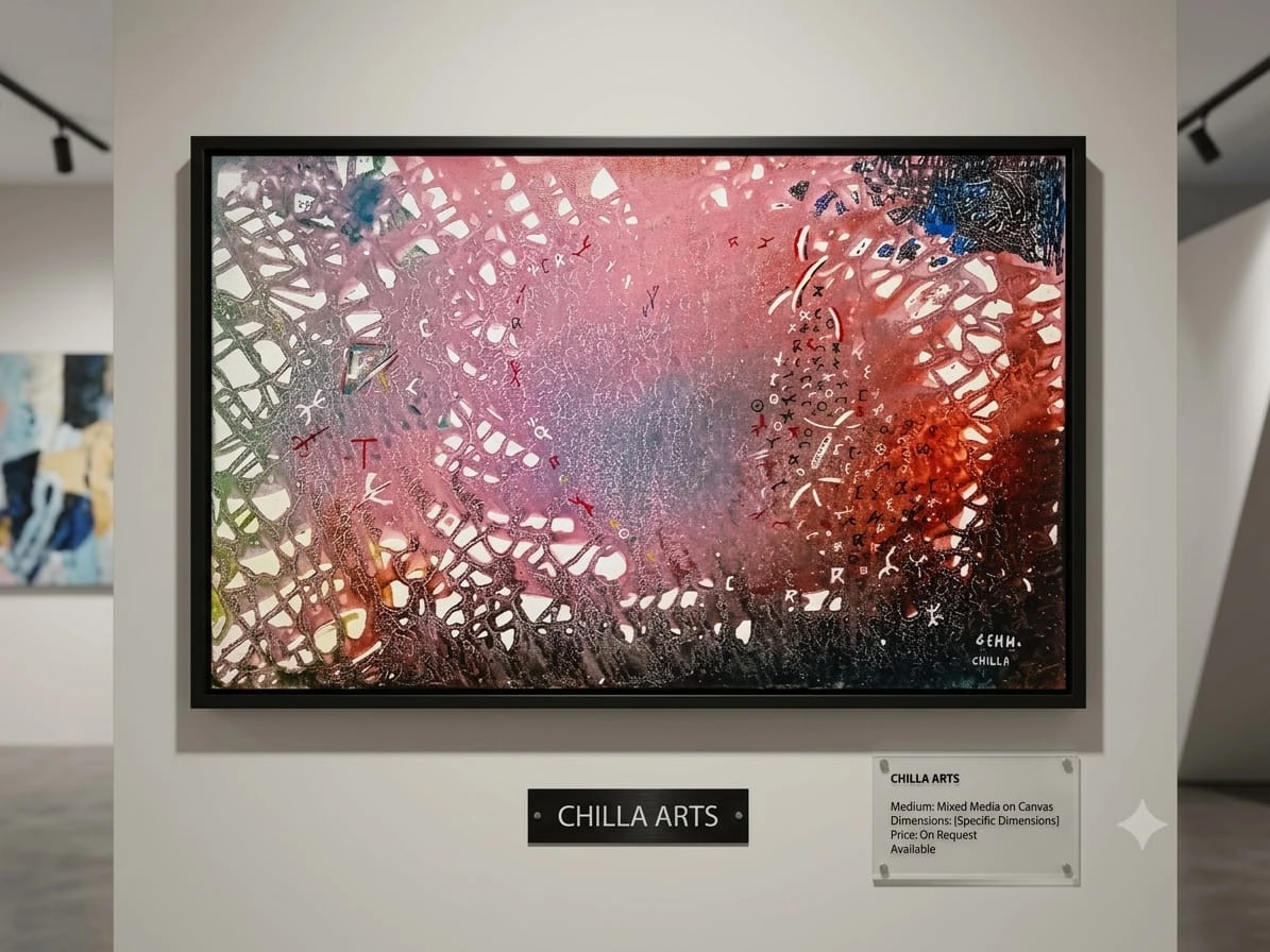 Tableau Abstrait Rose et Noir Texturé
