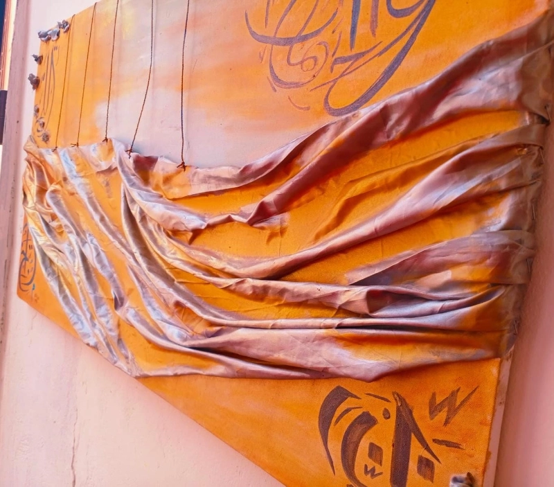 Tableau Abstrait Orange en Relief