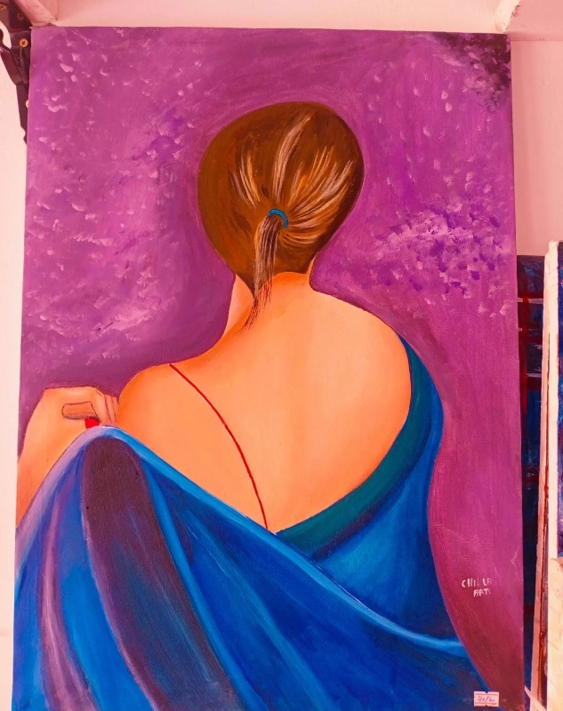 Portrait de Femme en Robe Bleue