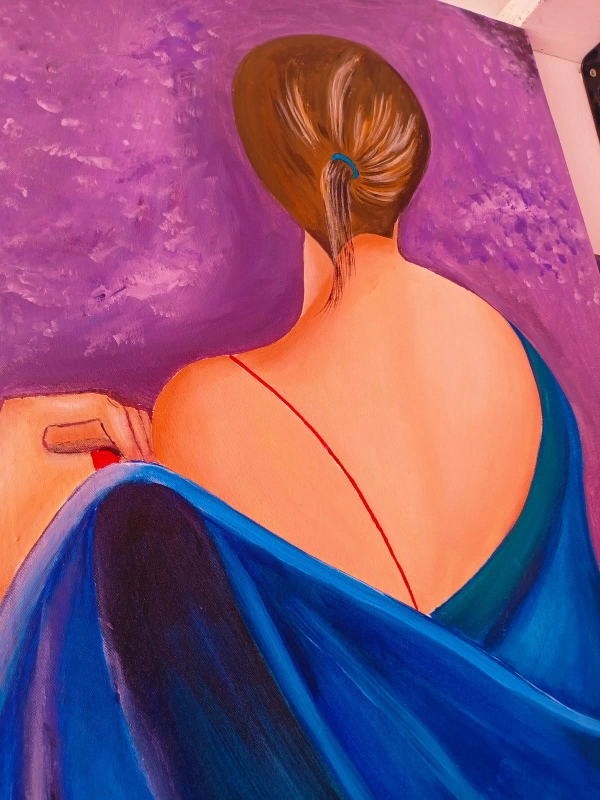 Portrait de Femme en Robe Bleue