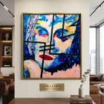 Portrait Abstrait Visage Bleu