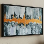 Tableau Abstrait Gris, Orange et Noir