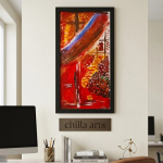 Tableau Abstrait Rouge et Orange Moderne