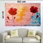 Tableau Fleurs Rouges Abstrait 60 x 40 cm