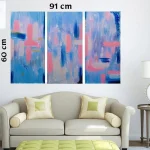 Triptyque Abstrait Bleu et Rose