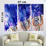 Triptyque Abstrait Bleu et Violet 97 cm