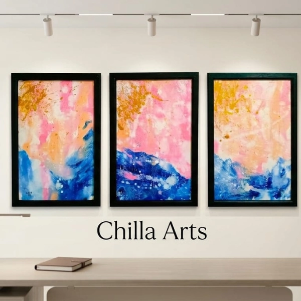 triptyque-abstrait-rose-bleu-or