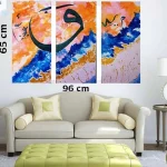 Triptyque Calligraphie Arabe Orange et Bleu